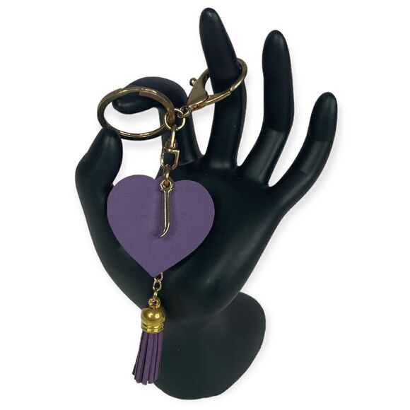 Fashion Accessory Charm Key Chain Hangtag Purse Bag Purple Gold Tone J - Picture 1 of 3